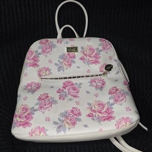Betsey Johnson White and Pink Floral Backpack